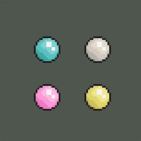 Premium Vector | Shiny ball with different color in pixel art style