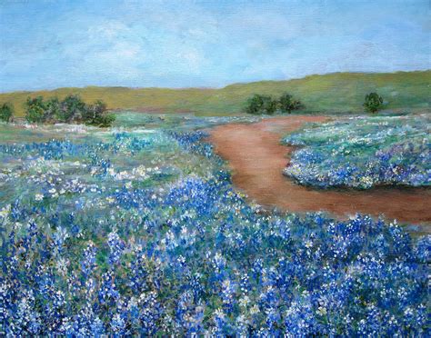 Bluebonnets In Texas Painting by Jeannette Ulrich