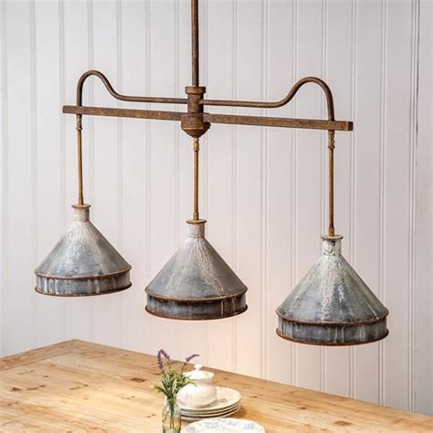 Large Rustic Three Light Pendant | Rustic farmhouse pendant lights ...