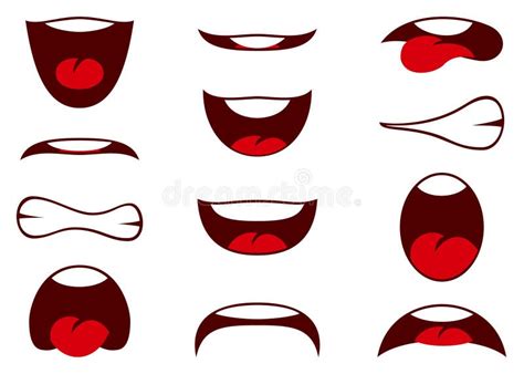 Cartoon Mouth Expressions Vector Designs Isolated On White Stock Vector ...