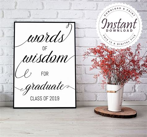 Words of Wisdom for the Graduate Graduation Sign Grad Party - Etsy