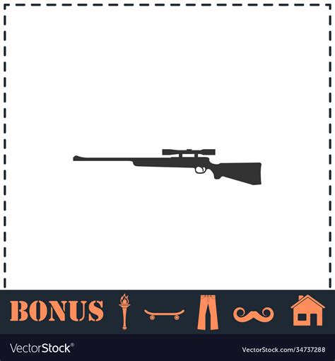 Sniper rifle icon flat Royalty Free Vector Image