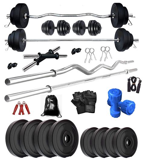 BODYFIT Home Gym Combo Set, Gym Equipments, [8Kg-100 Kg], 3ft Curl, 5Ft ...