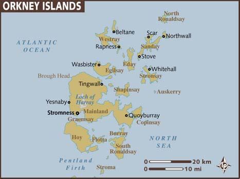 Map of Orkney Islands