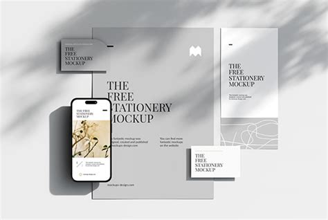 Clean stationery mockup with shadows - Mockups Design