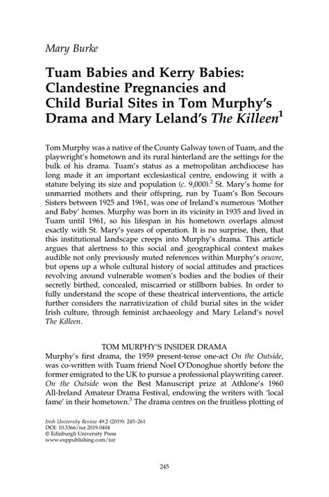 (PDF) Tuam Babies and Kerry Babies: Clandestine Pregnancies and Child ...