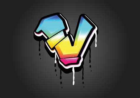 V letter 3D Graffiti Dripping alphabet font vector 7166064 Vector Art ...