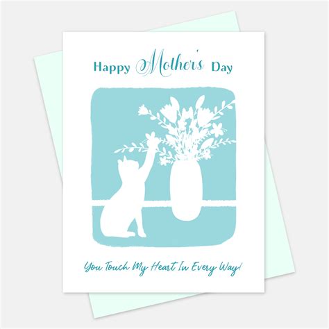 Mother's Day Card With Flowers and Cat