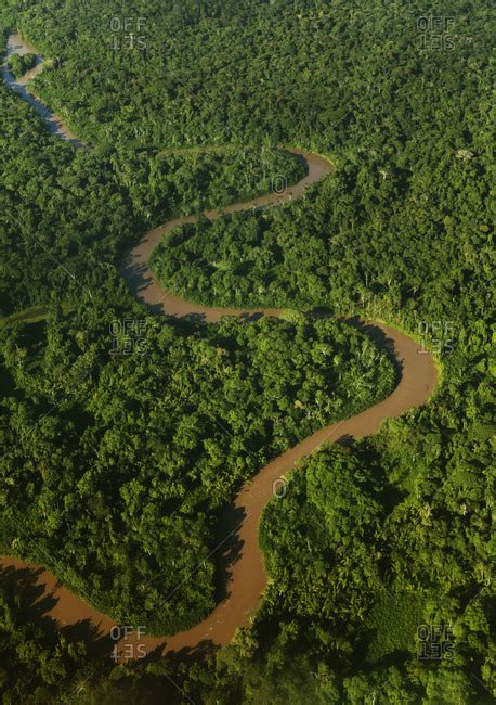 Aerial view of the Amazon river stock photo - OFFSET