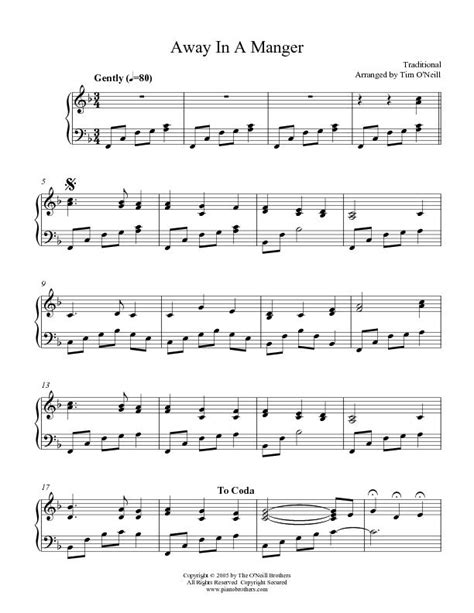 Away in a Manger Christmas Piano Sheet Music | Print Instantly