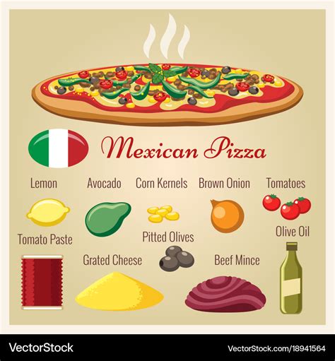 Mexican pizza ingredients Royalty Free Vector Image