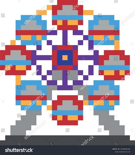 Ferris Wheel Pixel Art Isolated On Stock Vector (Royalty Free ...