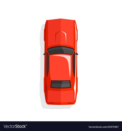 Red cartoon muscle car top view Royalty Free Vector Image