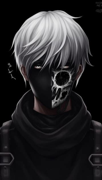 Premium Photo | A dark anime character with a skull on his face