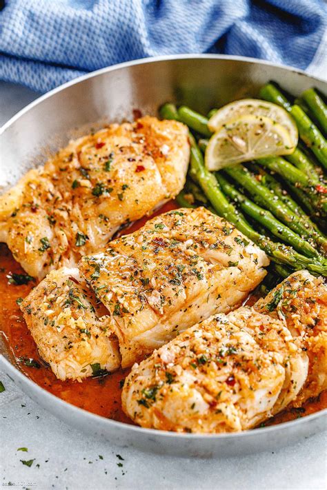 Garlic Butter Cod with Lemon Asparagus Skillet – Healthy Fish Recipe ...