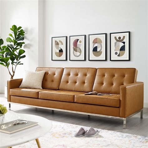 Loft Silver Tan Vegan Leather Sofa Collection - Las Vegas Furniture ...