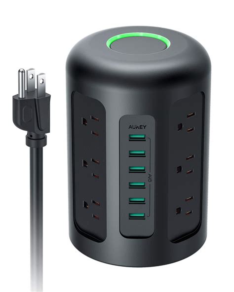 Buy AUKEY Power Strip Tower, 1500 Joules Surge Protector with 6 USB ...