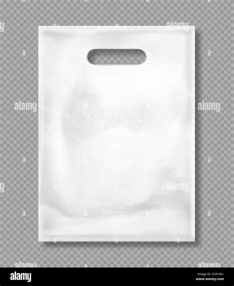 White plastic bag isolated on transparent background. Vector mockup of ...