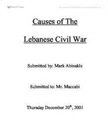 Causes of The Lebanese Civil War. - University Historical and ...