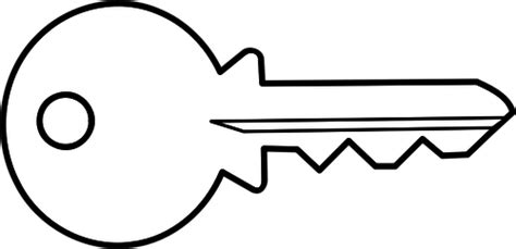 Vector clip art of outline of simple metal door key public - Clipartix