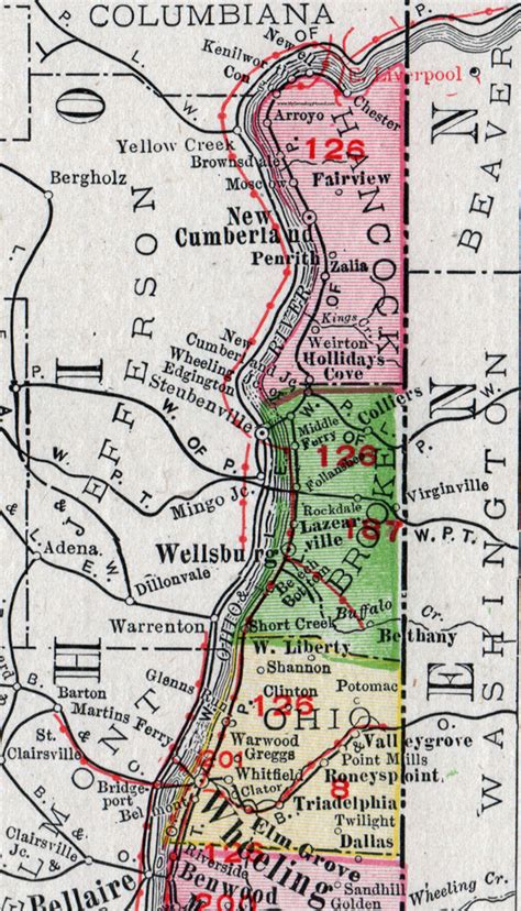 Hancock County, West Virginia 1911 Map by Rand McNally, New Cumberland ...