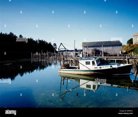 Lone lobster boat in Eastport, Maine Stock Photo - Alamy