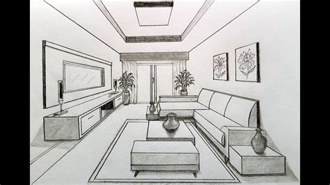 Living Room One Point Perspective Drawing - Drawing Word Searches