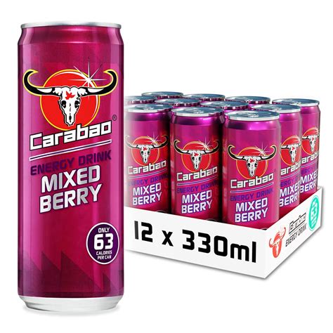 Buy Carabao Energy Drink Mixed Berry, 12 x 330ml Cans Case, Low Calorie ...