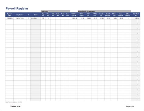 Employee Payroll Template | Free Payslip Templates