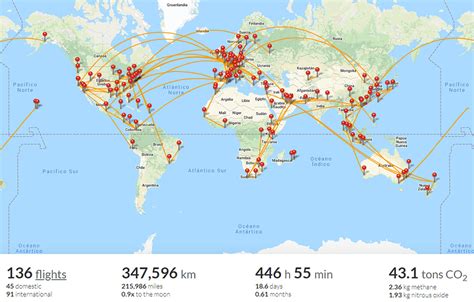 World Map Flight Paths