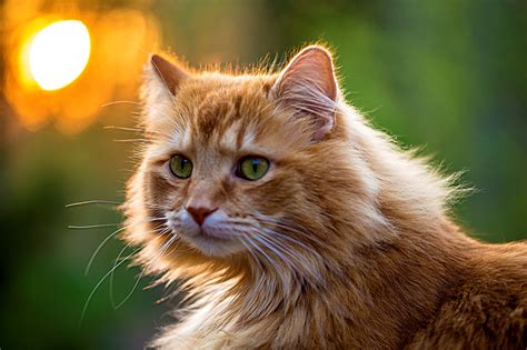 Image Cats Fluffy Ginger color Glance Animals