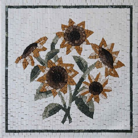 Sunflower Mosaic Tile | Flowers And Trees | Mozaico