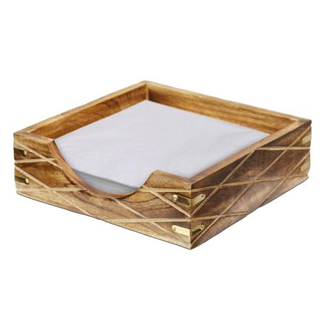 Vintiquewise Tabletop Decorative Wood Napkin Holder for Kitchen, Dining ...