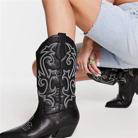 Stradivarius Patterned Western Boot In Black | ubicaciondepersonas.cdmx ...