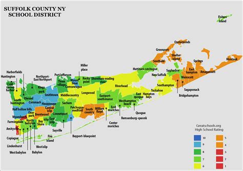 Suffolk County School District Map, New York | Suffolk county, Harbor ...