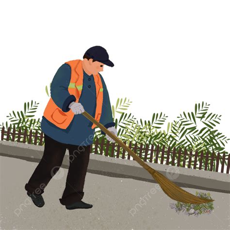 Sanitation Workers Sweeping The Floor, Environmental Sanitation Worker ...