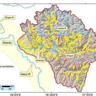 Landslide inventory map of the Shyok River watershed. The western tip ...