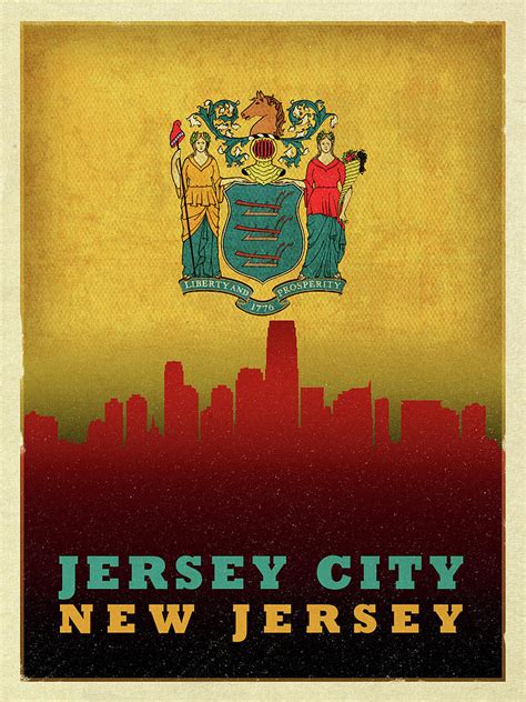 Jersey City Skyline State Flag Of New Jersey Mixed Media by Design ...