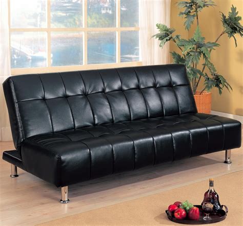 Black Futon Leather Like Couch | toolshan