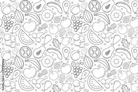 Vector fruit pattern. Fruit seamless background Stock Vector | Adobe Stock