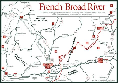 Sherpa Guides | North Carolina | Mountains | French Broad River Map