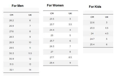 Shoe Size Conversion Charts: US, UK, EU More, 56% OFF