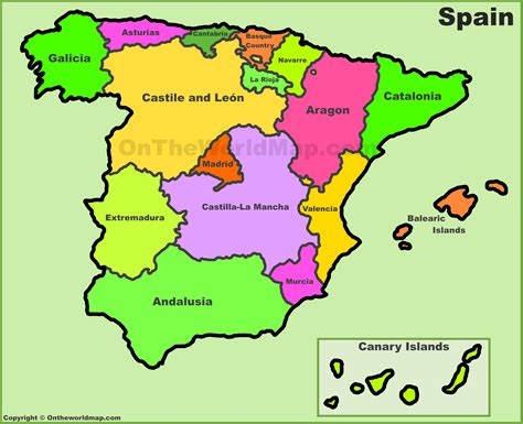 Regions Map Of Spain