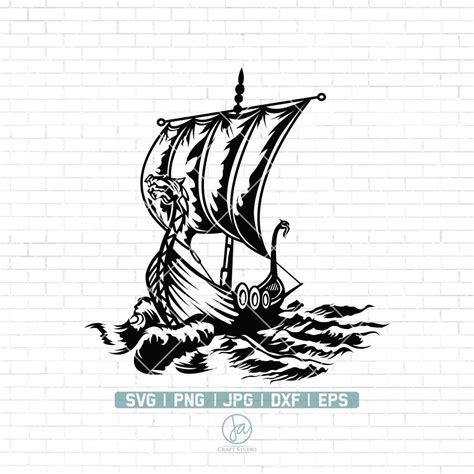 Viking Ship SVG Dragon Boat SVG Ancient Nordic Sail Journey Sailing ...