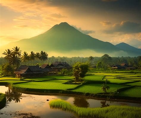 Sunrise in Morning Paddy Field Stock Image - Image of horizon, malay ...