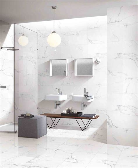 Carrara White Porcelain Bathroom Wall Tiles Indoor 30 X 60 Cm Size High ...