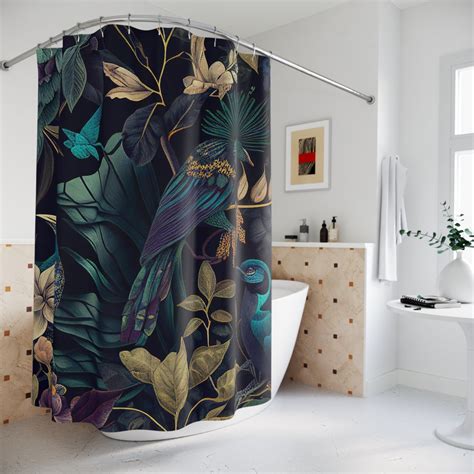 Tropical Jungle Bird Pattern Shower Curtain - Etsy