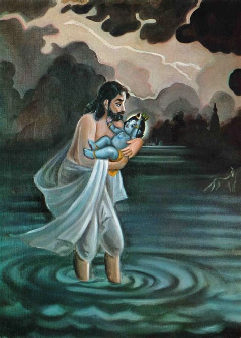 Vasudeva Carries Krishna From Kamsa's Prison to the Village of ...