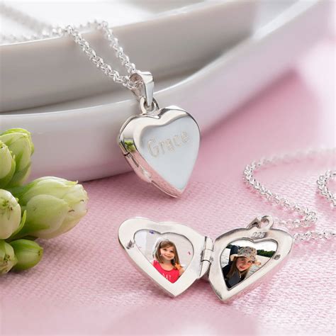 Engraved Sterling Silver Heart Locket Necklace By Lily Charmed ...