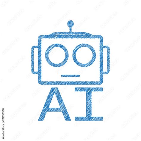 AI - Artificial Intelligence Robot with sketch drawing effect Stock ...